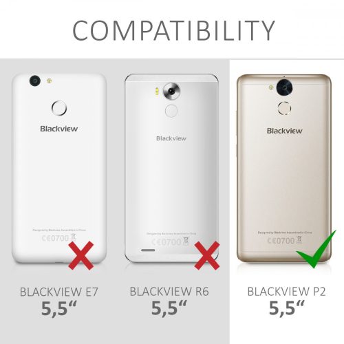 Husa Blackview P2, Piele ecologica, Negru, 42830.01