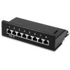 Patch Panel Cat6 cu 8 porturi RJ45 si bara de gestionare a cablurilor, Kwmobile, Negru, Plastic, 42950