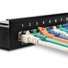 Patch Panel Cat6 cu 8 porturi RJ45 si bara de gestionare a cablurilor, Kwmobile, Negru, Plastic, 42950