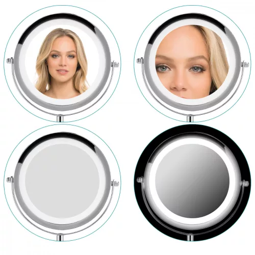 Oglinda Cosmetica cu suport, Iluminare LED, marire 7x, reglabila, 43104