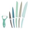 Set 6 Cutite Navaris, cutite de taiere si curatitor ceramic, inox, design pastelat, 43114