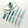 Set 6 Cutite Navaris, cutite de taiere si curatitor ceramic, inox, design pastelat, 43114