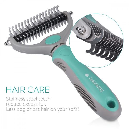 Perie Navaris pentru caini si pisici, Verde, Plastic, 44332