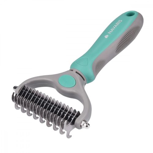 Perie Navaris pentru caini si pisici, Verde, Plastic, 44332