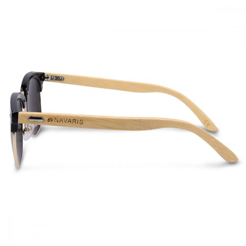 Ochelari vintange de soare unisex Navaris, UV400, Bambus, Mov, 44351.01.22