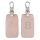 Husa Cheie Auto pentru Renault / Dacia - 4 Butoane - Keyless Go, Piele ecologica, Rose Gold, 44135.81