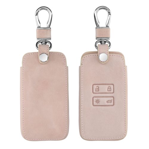 Husa Cheie Auto pentru Renault / Dacia - 4 Butoane - Keyless Go, Piele ecologica, Rose Gold, 44135.81