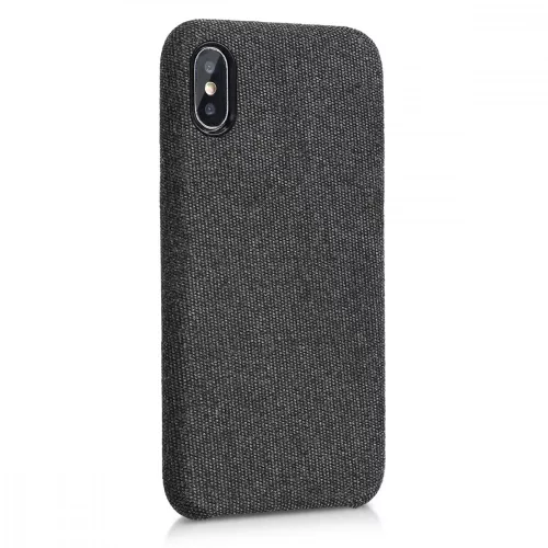 Husa Apple iPhone X / iPhone XS, Textil, Negru, 43479.01