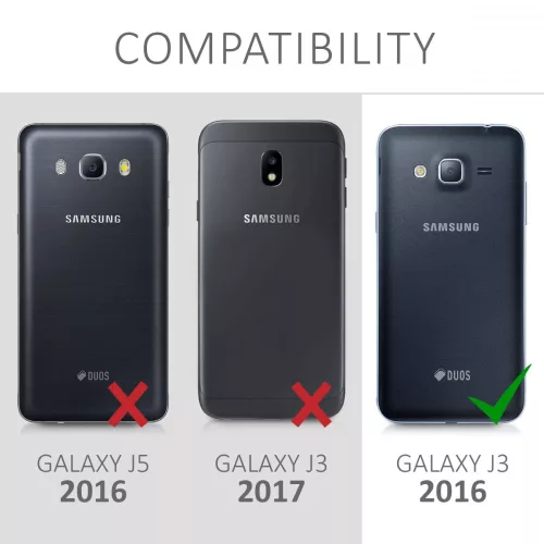Husa Samsung Galaxy J3 (2016), Piele ecologica, Negru, 45157.01