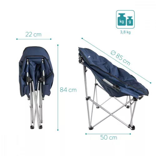 Scaun pliabil de exterior Navaris, Suporta pana la 150 kg, Captusit, Albastru, 45134.1.17