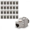 Set 24 Mufe CAT6A de 10 Gbit pentru cabluri Ethernet RJ45, Kwmobile, Argintiu, Metal, 45358.24