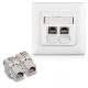 Set 1 Priza dubla de retea RJ45 10G cu 2 mufe CAT 6A, Kwmobile, Alb, Metal, 45360.01