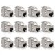 Set 12 Mufe CAT6A de 10 Gbit pentru cabluri Ethernet RJ45, Kwmobile, Argintiu, Metal, 45358.12