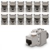 Set 12 Mufe CAT6A de 10 Gbit pentru cabluri Ethernet RJ45, Kwmobile, Argintiu, Metal, 45358.12