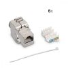 Set 6 Mufe CAT6A de 10 Gbit pentru cabluri Ethernet RJ45, Kwmobile, Argintiu, Metal, 45358.06