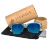Ochelari de soare unisex Navaris, UV400, Bambus, Albastru, 40731.04.04