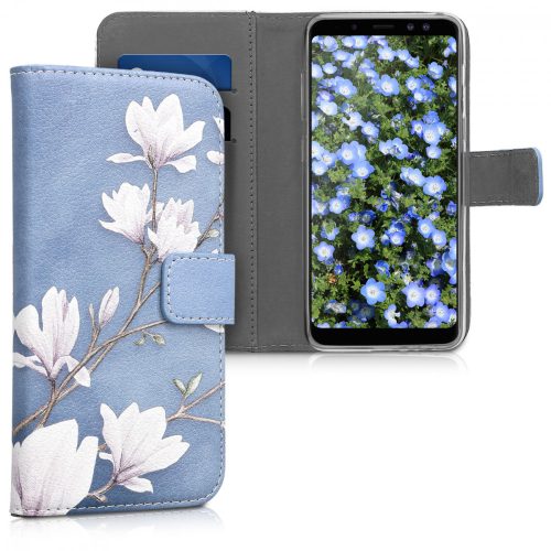 Husa Samsung Galaxy A8 (2018), Piele ecologica, Albastru, 45633.01