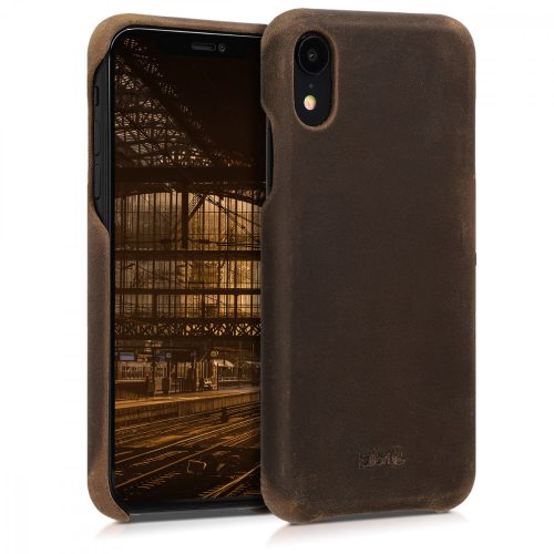 Husa Apple iPhone XR, Piele naturala, Maro, 45955.05