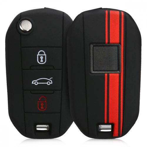 Husa Cheie Auto pentru Peugeot / Citroen - 3 Butoane, Silicon, Negru, 46051.01