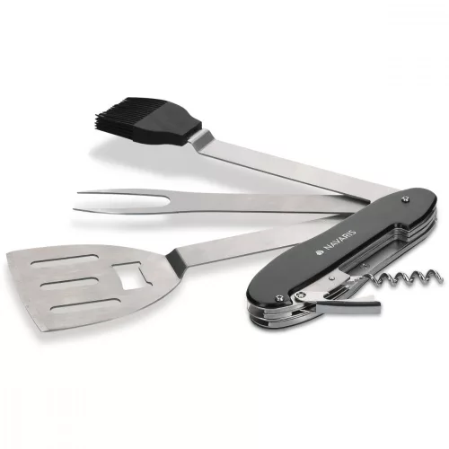 Set de ustensile pentru gratar din otel inoxidabil Navaris, 5 instrumente, 46478.01