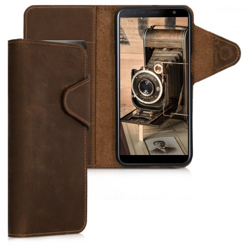 Husa Samsung Galaxy J6 Plus, Piele naturala, Maro, 46604.05