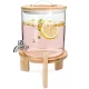 Dozator bauturi Navaris, din sticla borosilicata, 5L, robinet inox si suport din bambus, pentru bauturi calde si reci,Transparent