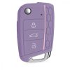 Husa Cheie Auto pentru VW - 3 Butoane, Silicon, Mov, 46967.08