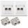 Set 2 Prize duble de retea RJ45 cu 4 mufe CAT 6A, Kwmobile, Alb, Metal, 45360.02