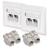 Set 2 Prize duble de retea RJ45 cu 4 mufe CAT 6A, Kwmobile, Alb, Metal, 45360.02