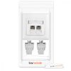 Set 2 Prize duble de retea RJ45 cu 4 mufe CAT 6A, Kwmobile, Alb, Metal, 45360.02
