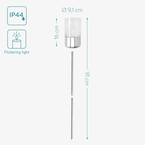 Set 2 Lampi solare Navaris LED, 91 cm, design inox, IP44, senzor auto, 47539.02