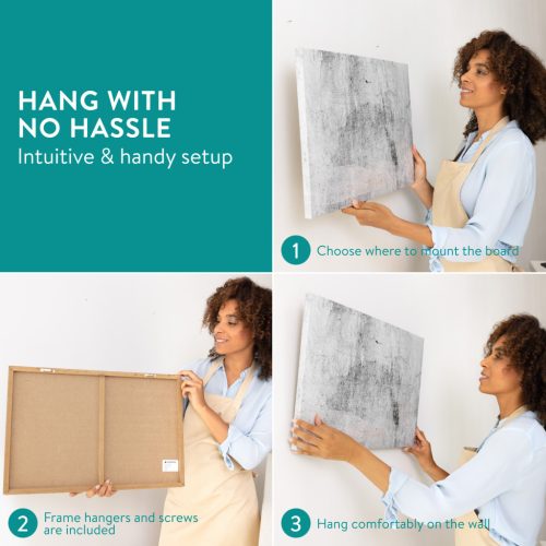 Tabla magnetica Navaris, 60x40 cm, design beton, marker si 5 magneti, multicolor, MDF