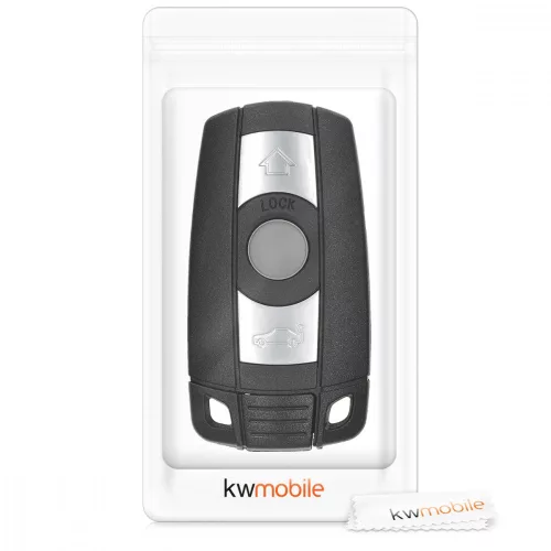 Carcasa Cheie pentru BMW - 3 Butoane - Keyless Go, kwmobile, Plastic, Negru, 48235.01