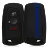 Husa Cheie Auto pentru BMW - 3 Butoane - Keyless Go, kwmobile, Silicon, Negru / Albastru, 41730.29