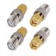 Set 4 Adaptori F mama la SMA masculin, Kwmobile, Argintiu/Auriu, Metal, 48523.07