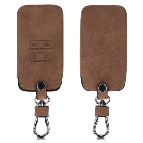 Husa Cheie Auto pentru Renault / Dacia - 4 Butoane - Keyless Go, kwmobile, Piele ecologica, Maro, 48563.05
