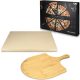Set Piatra pizza 30 x 38 cm si lopata pizza din bambus, Bej, Navaris, 48593.01