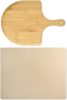 Set Piatra pizza 30 x 38 cm si lopata pizza din bambus, Bej, Navaris, 48593.01