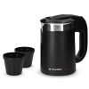 Fierbator de voiaj Navaris dublu perete, 1100W, 0,5L, portabil, ideal camping, negru, 48676.01