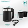 Fierbator de voiaj Navaris dublu perete, 1100W, 0,5L, portabil, ideal camping, negru, 48676.01