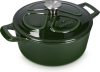 Oala antiaderenta din fonta Navaris pentru plite/cuptoare - 24 cm - 3,5 l - Verde inchis, 48777.01.80