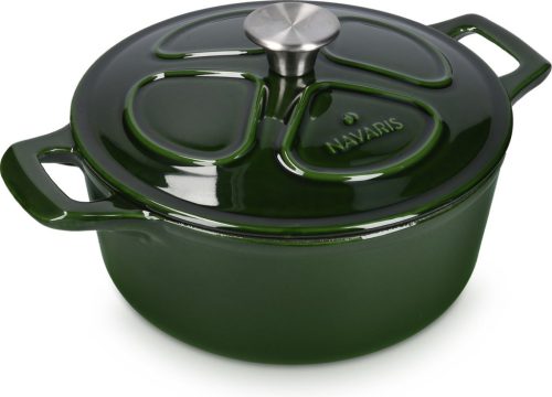 Oala antiaderenta din fonta Navaris pentru plite/cuptoare - 24 cm - 3,5 l - Verde inchis, 48777.01.80