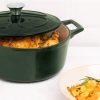 Oala antiaderenta din fonta Navaris pentru plite/cuptoare - 24 cm - 3,5 l - Verde inchis, 48777.01.80