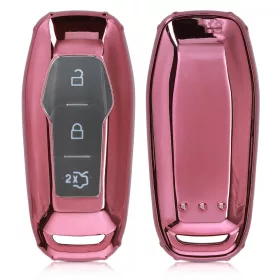   Husa Cheie Auto pentru Ford - 3 Butoane, Silicon, Roz, 48985.93