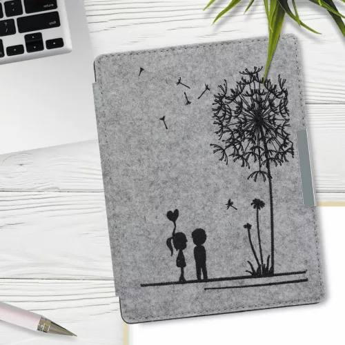 Husa pentru Kobo Aura H2O Edition 2, Textil, Gri, 49111.01