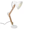 Lampa de masa Navaris, birou din lemn, 38 cm, design minimalist, alba, lumina ambientala, alb, lemn