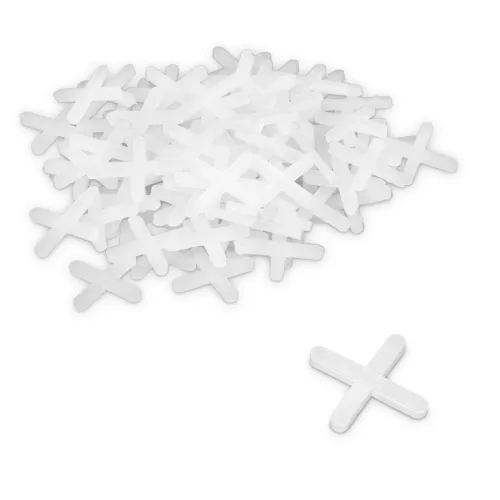 Set 100 distantiere pentru gresie/faianta Navaris, 3 mm, de unica folosinta, alb, plastic