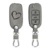 Husa Cheie Auto pentru VW / Skoda / Seat - 3 Butoane, Piele nabuc, Gri, 48571.06