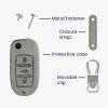 Husa Cheie Auto pentru VW / Skoda / Seat - 3 Butoane, Piele nabuc, Gri, 48571.06