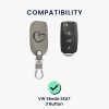 Husa Cheie Auto pentru VW / Skoda / Seat - 3 Butoane, Piele nabuc, Gri, 48571.06